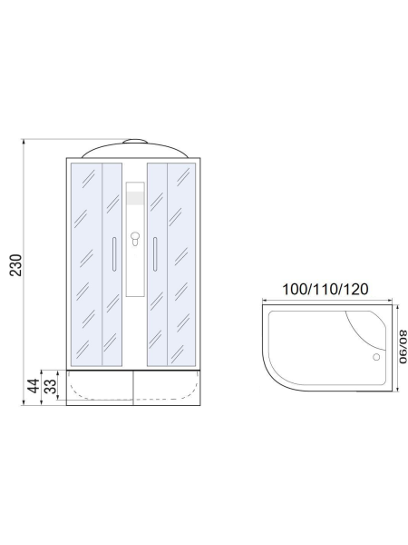 Душевая кабина МОНОМАХ МОНОМАХ XL 120/90/44 МЗ R 1200х900х2300мм