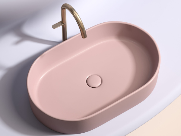 Умывальник чаша накладная овальная Ceramicanova Element 608*385*122мм, Розовый матовый, CN6048MP