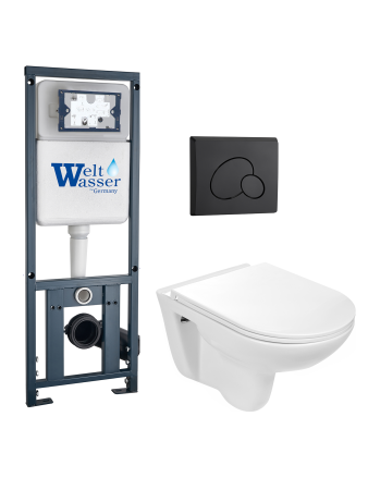 Комплект инсталляции с унитазом Weltwasser MARBERG 410 + BAARBACH 004 GL-WT + MAR 410 RD MT-BL