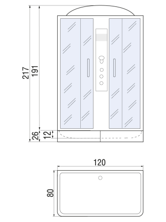 Душевая кабина River SENA 120/80/24 MT 1200х800х2170мм