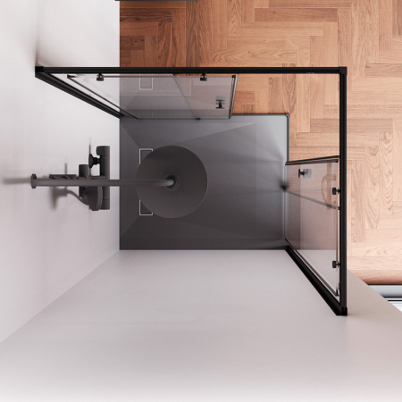 W94G-403-100280-BT1K X-joy Душевое ограждение AM.PM прямоугольное,раздвиж.двери 100x80 черный мат.