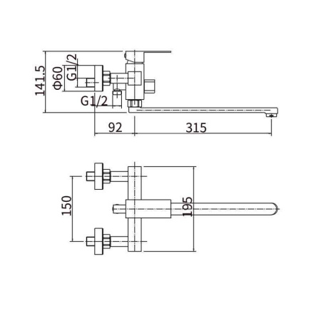 Смеситель для ванны FASHUN A52202-7, черный
