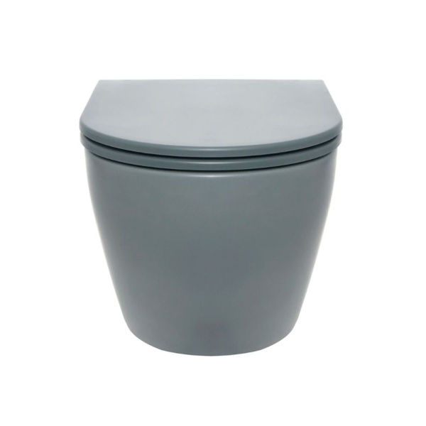 AQM2002MGR Унитаз подвесной с сиденьем SoftClose, технология смыва Rimless, скрыт.крепеж. Цвет серый