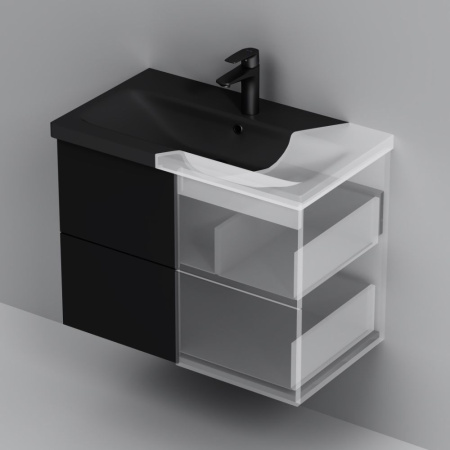M90FHX07522BM Gem База под раковину AM.PM, подвесная, 75 см, 2 ящика push-to-open, черный матовый