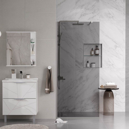 Душевая перегородка, ограждение Reflexion RX20090TCR-20 Walk in 200x90см, тонированное закаленное стекло 8мм, хромированный профиль