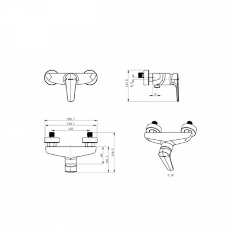 Смеситель для душа Bravat Arden F9351385CP-01-RUS