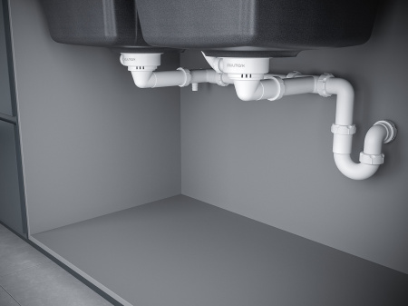 Мойка Paulmark TANDEM 80/2 PM238150-BLM 500х810х220 мм, IT-GRANIT, черный металлик