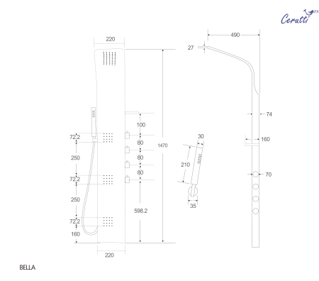 Душевая панель Cerutti SPA BELLA B  CT9254