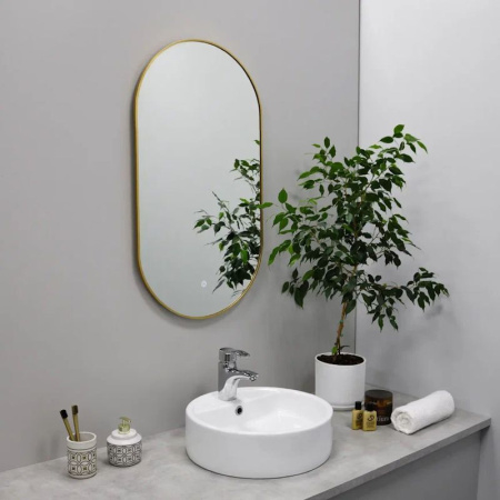 Зеркало с подсветкой LED Fixsen FX-3080G овальное 40х80 см, золотой сатин