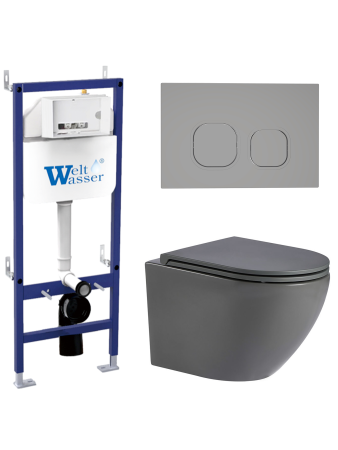 Комплект инсталляции с унитазом Weltwasser BAMBERG 460 + MERZBACH 043 MT-GR + BAMBERG CR