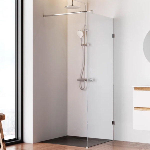 W94WI-80-F1-MTE Душевая перегородка AM.PM X-Joy 80x195, стекло прозр. 6 мм + покрытие, фурнитура мат хром