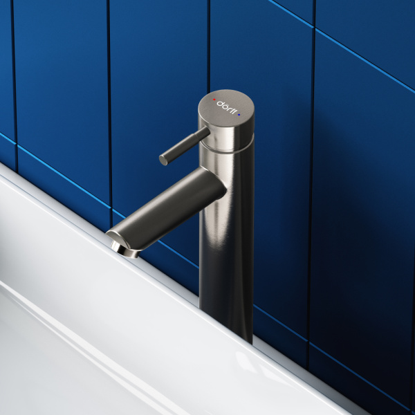 Смеситель для умывальника Dorff D3002102SS Logic new из нержавеющей стали Высокий