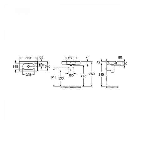 Умывальник Roca N-Meridian 55x32 правый 32724Y000