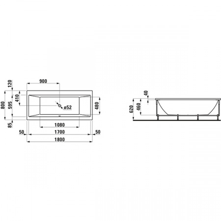 Акриловая ванна Laufen Pro 180x80 2329560006751