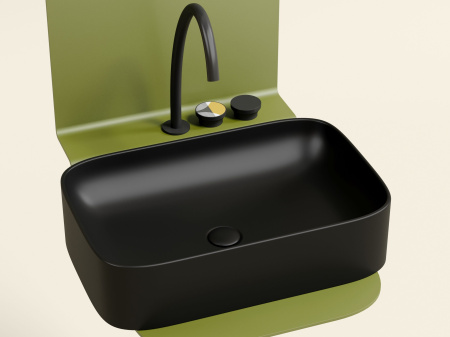 Умывальник чаша накладная прямоугольная Ceramicanova Element 605*380*122мм, черный матовый, CN6053MB