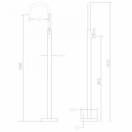 Смеситель ABBER Wasser Kreis AF8141G напольный для раковины, золото матовое