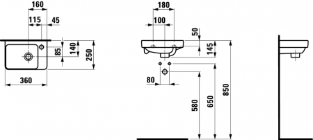 Умывальник Laufen Pro S 8159604001041 36x25x5