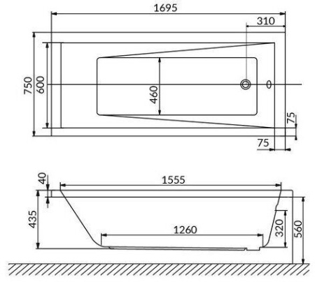 Акриловая ванна Excellent Wave 170x75 WAEX.WAV170.75WH