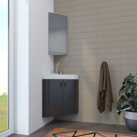 Тумба д/ванной MIXLINE "КВАРЦ-67" подвесная, угловая серая под ум.Quartz-50 (540987)