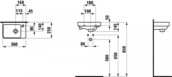 Умывальник Laufen Pro S 8159604001041 36x25x5