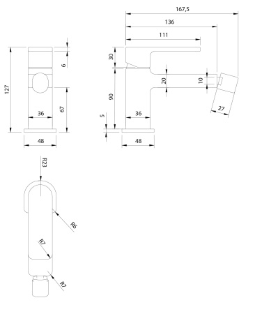 Смеситель для биде OMNIRES Baretti BA7820BL