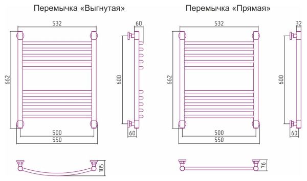 Полотенцесушитель Сунержа Богема+ 600x500 Без покрытия 00-0220-6050