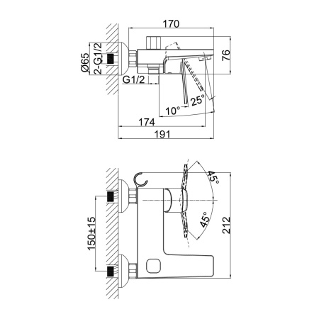 Смеситель для ванны D&K Rhein DA1323201, хром