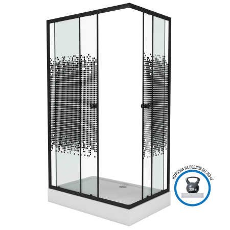 Душевой уголок Niagara Eco NG-012-14Q BLACK(120х80х195) низкий поддон(13см),черный,стекло мозаика,