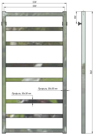 Полотенцесушитель водяной Stinox Ancona 500x1000, нижнее подключение, хром, 1/2" ВР (внутренняя резьба), 8 перекладин