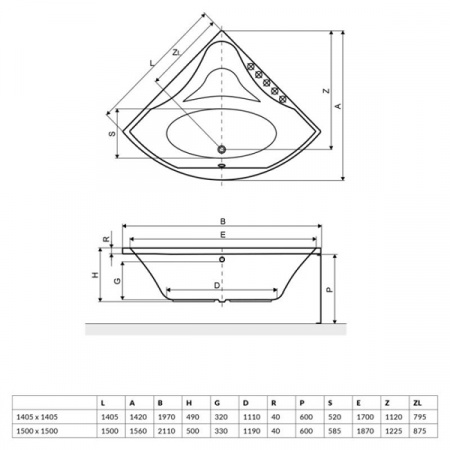 Акриловая ванна Excellent Glamour 140x140 WAEX.GLA14WH