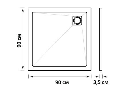 Душевой поддон Taliente PTA-ST-90Wstone 90х90 литьевой мрамор белый матовый