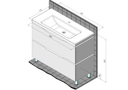 Тумба напольная BRIZ Милана 100 с умывальником Фостер, 226 03-08100-06 00 БЕЛ