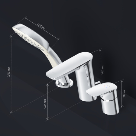 F50A01300 Inspire V2.0 Смеситель на борт ванны AM.PM, трёхсекционный, хром