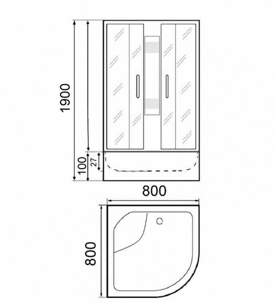 Душевой уголок PARLY ZE911B 90х90х190см с поддоном