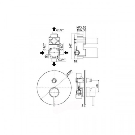 Смеситель скрытого монтажа для ванны с душем Paffoni Light LIG015CR