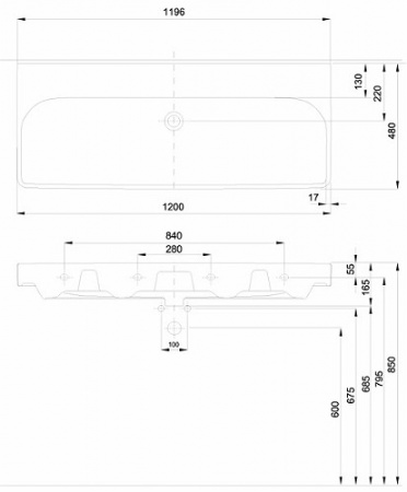 Умывальник мебельный Kolo Traffic L91020000 120 см