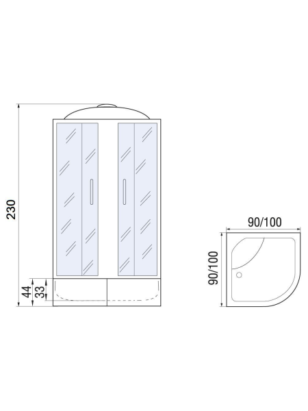 Душевая кабина МОНОМАХ МОНОМАХ XL 100/44 С МЗ 1000х1000х2300мм