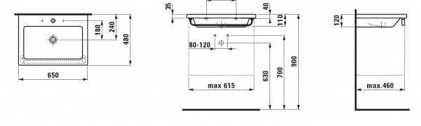 Умывальник Laufen Living Square 8164310001091 65x48x12