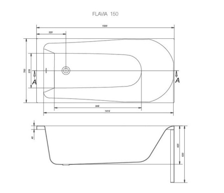 Акриловая ванна Cersanit Flavia 150x70 P-WP-FLAVIA*150NL