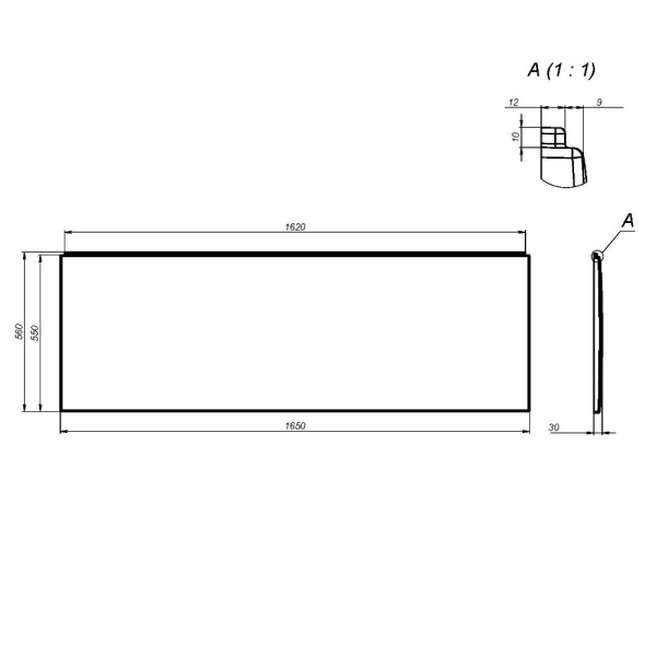 W93A-165-070W-P Gem панель фронтальная для ванны 165 см