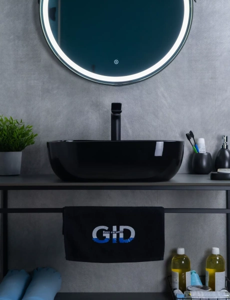 Накладная черная глянцевая раковина для ванной Gid BL1302 53347