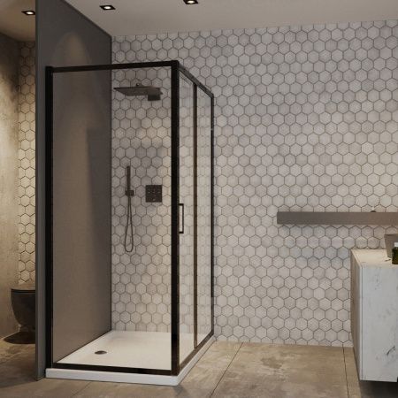 Душевой уголок Roxen Caspia 55060-100B-R 100x80 правый, прозрачное стекло/профиль черный