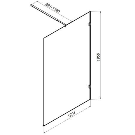 W94WI-120-F1-BTE Душевая перегородка AM.PM X-Joy 120x195, стекло прозр. 6 мм + покрытие, фурнитура черный