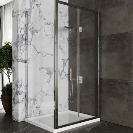 Душевой уголок Roxen Caspia 55060-100-R 100x80 правый, прозрачное стекло/профиль хром