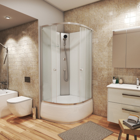 Душевая кабина Niagara Eco E80/40/MT/BK (80х80х195) высокий поддон(40см),стекло матовое,4 места