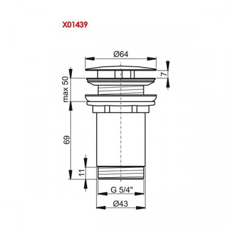 Донный клапан Ravak X01439 фиксированный латунь хром 5/4x43