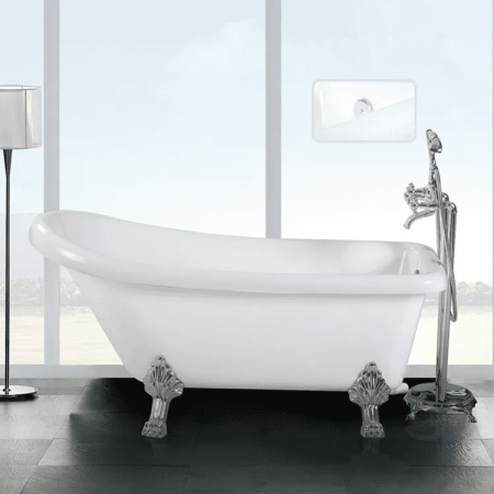 Акриловая ванна Cerutti SPAVITO 150 акрловая отдельностоящая  155x74x75 на львиных алюминиевых лапах хром