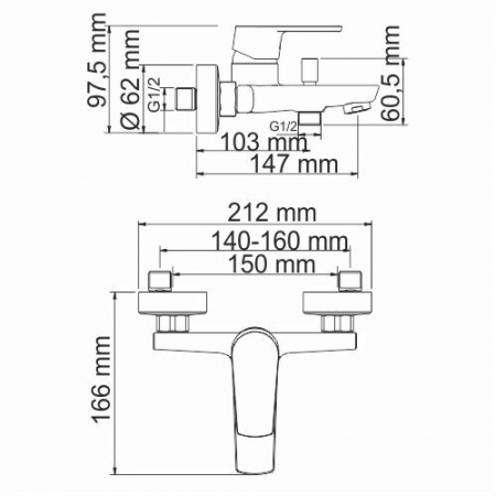 Смеситель для ванны с коротким изливом Wasserkraft Dill 6101