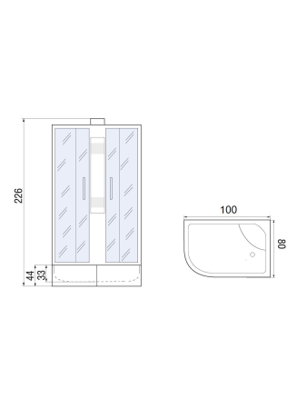 Душевая кабина River NARA Б/К XL 100/80/44 MT R 1000х800х2260мм