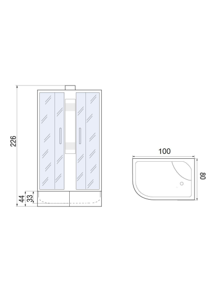 Душевая кабина River NARA Б/К XL 100/80/44 MT R 1000х800х2260мм